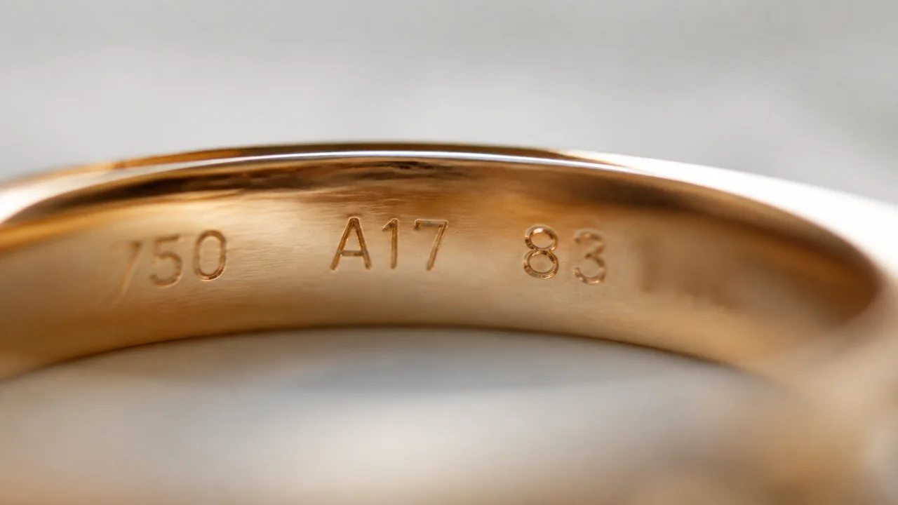 Macro view of a partially redacted jewelry serial number beside a private research worksheet